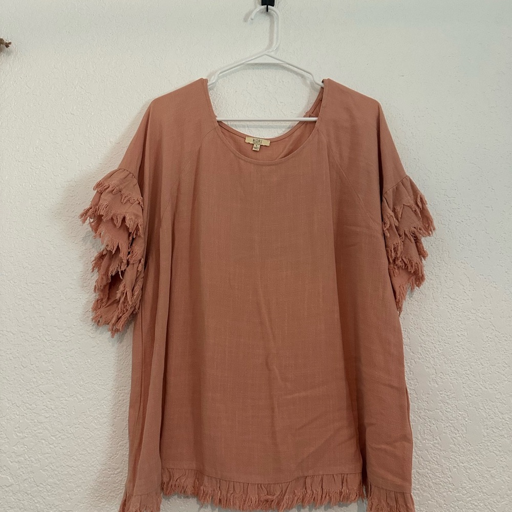 Kori Pink Ruffled Blouse with Relaxed Fit